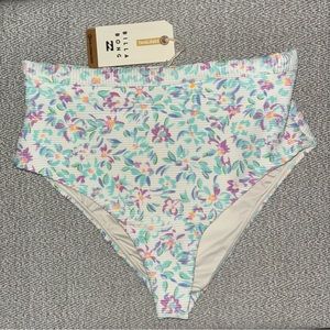 Billabong NEW Hi Retro pastel floral full coverage bikini bottoms Small 8